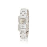 Baume & Mercier. A lady's 18K white gold quartz bracelet watch with enamelled dial and diamond s...