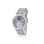 Charles Girardier. A fine and rare 18K white gold automatic tourbillon wristwatch with diamond s...