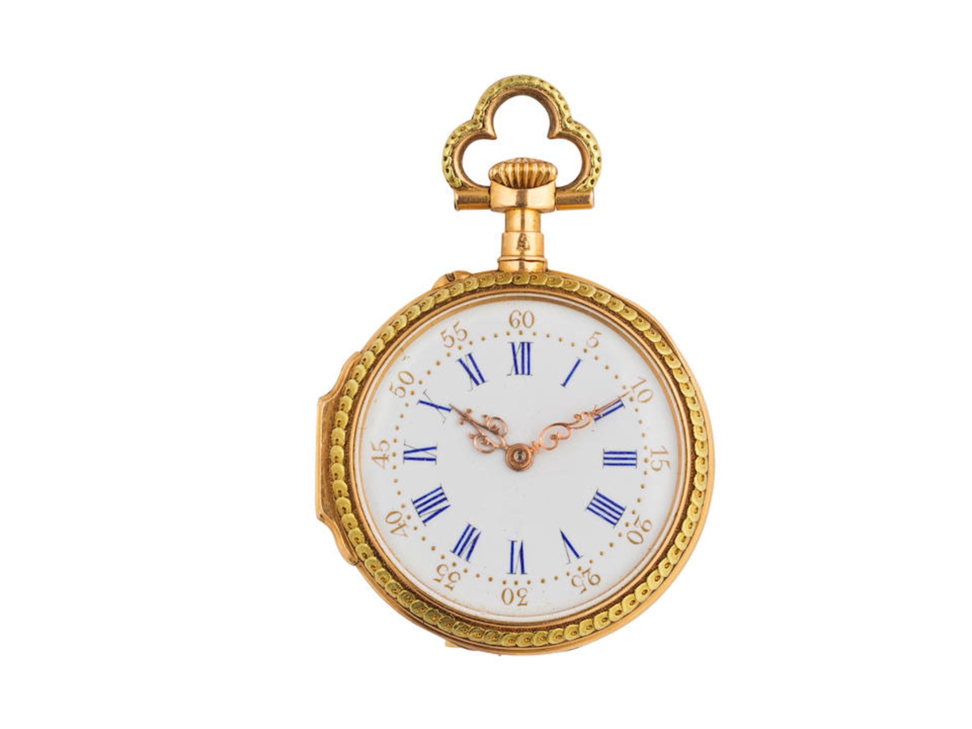 Leroy & Fils. An 18K gold open face keyless wind pocket watch with pearls Leroy & Fils. Montre d... - Image 3 of 3