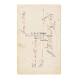 JOHN WILKES BOOTH SIGNED PHOTOGRAPHIC BACKSTAGE PASS. BOOTH, JOHN WILKES. 1838-1865. Photograph ...