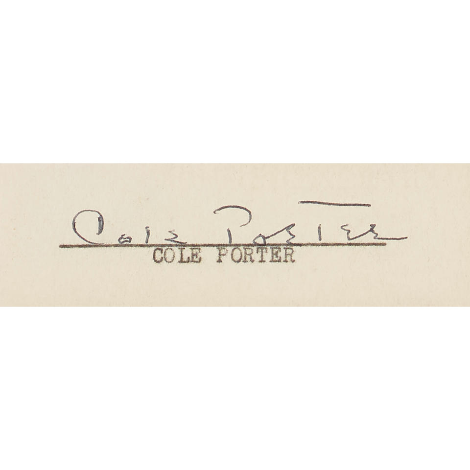 SIGNATURES OF RICHARD RODGERS, JEROME KERN, AND COLE PORTER. 3 items: - Image 2 of 2