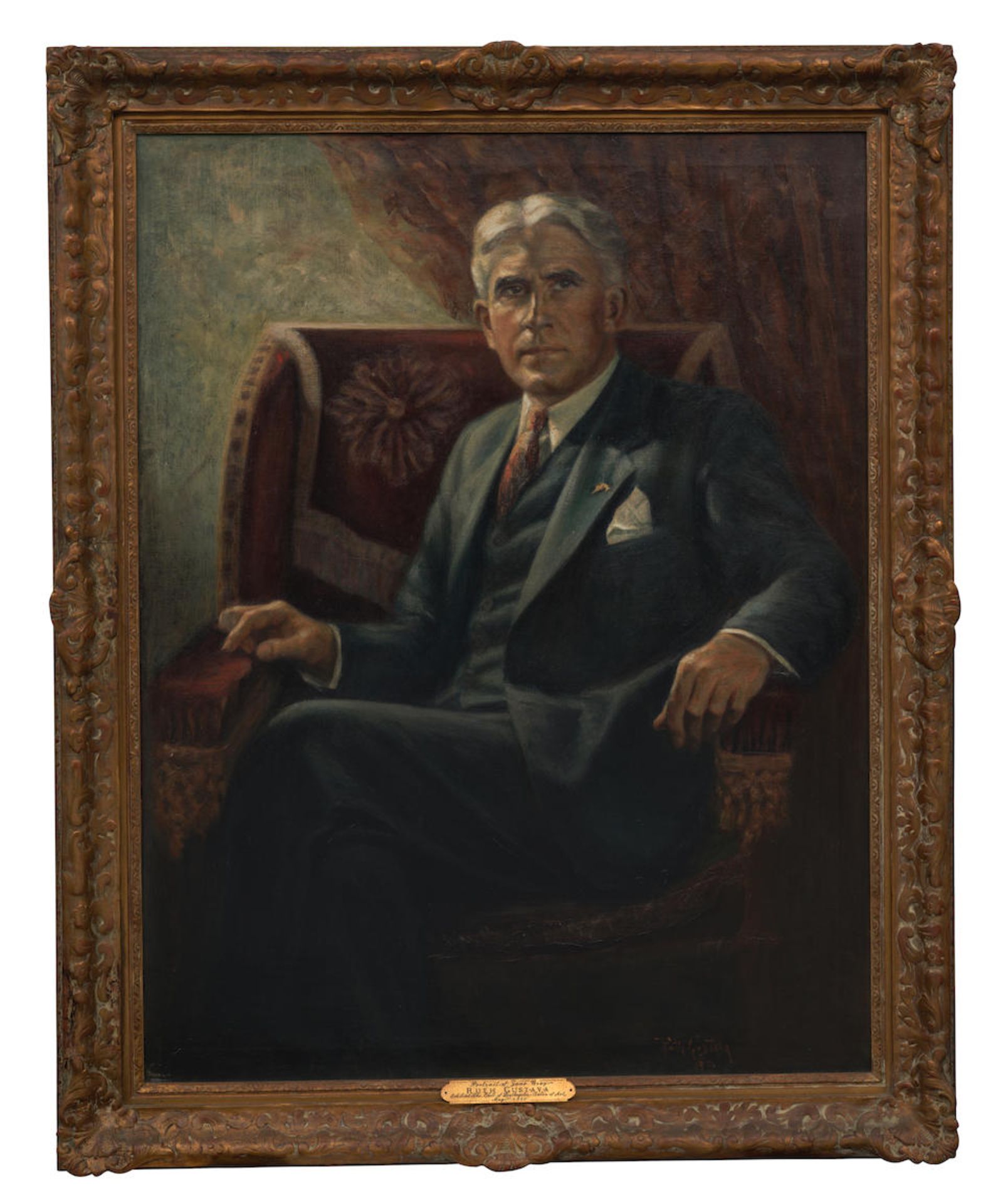 ZANE GREY OIL PORTRAIT. [GREY, ZANE. 1872-1939.] RUTH GUSTAVA [LICHTENBERG]. 1894-1960. Portrait...