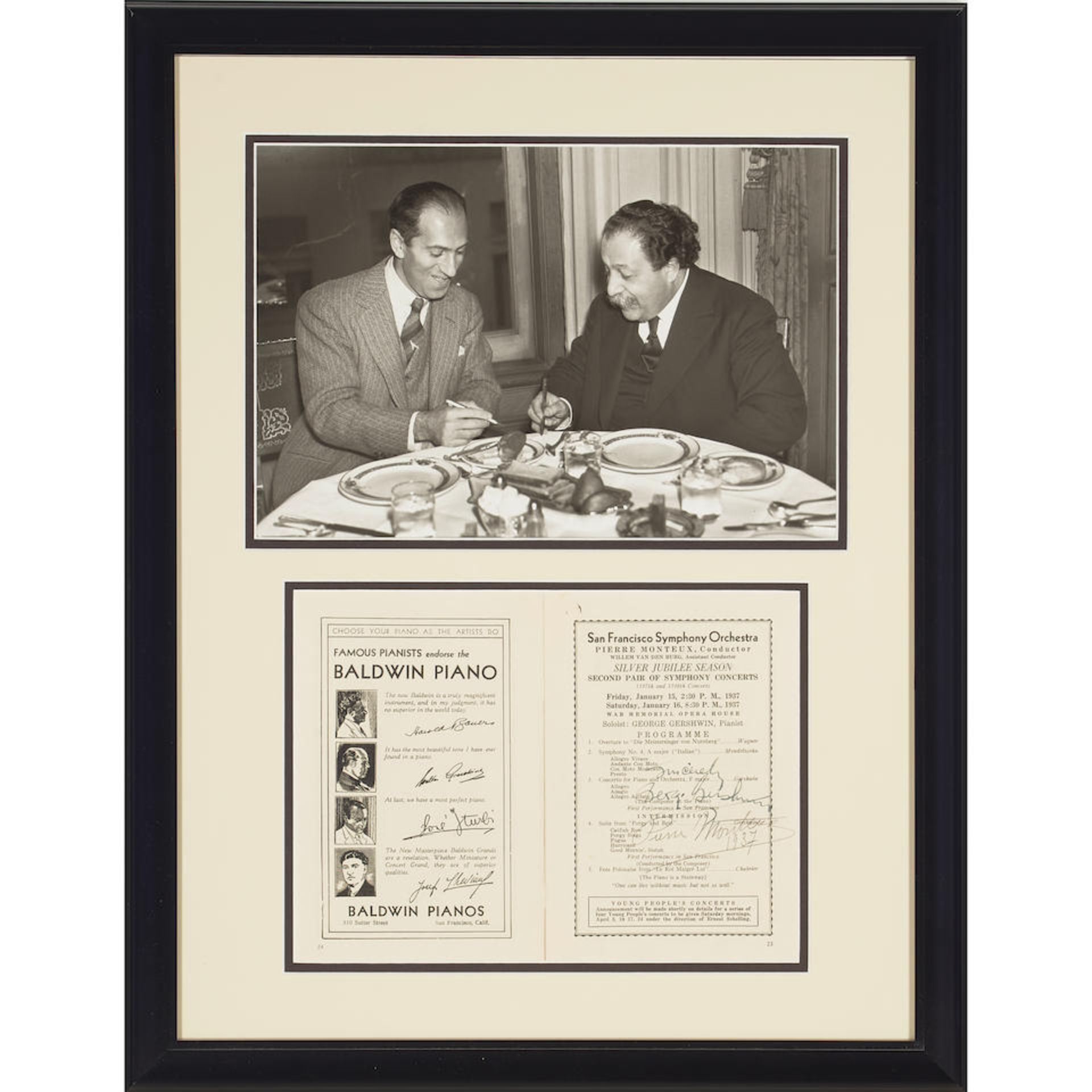 A GEORGE GERSHWIN AND PIERRE MONTEUX SIGNED SF SYMPHONY ORCHESTRA PROGRAM. GERSHWIN, GEORGE. 189...