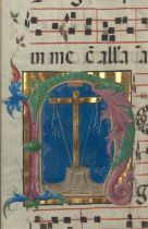 ILLUMINATED GRADUAL. Illuminated Manuscript Leaf in Latin on vellum, [Italy? 16th or 17th century].