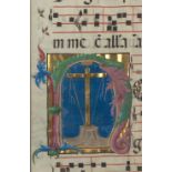 ILLUMINATED GRADUAL. Illuminated Manuscript Leaf in Latin on vellum, [Italy? 16th or 17th century].