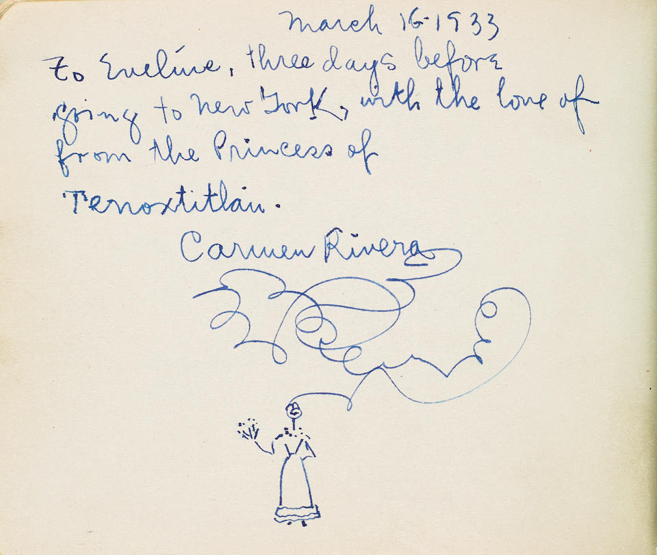 DIEGO RIVERA AND FRIDA KAHLO SKETCHES IN AUTOGRAPH BOOKS. Two autograph books containing 4 line ... - Image 6 of 6