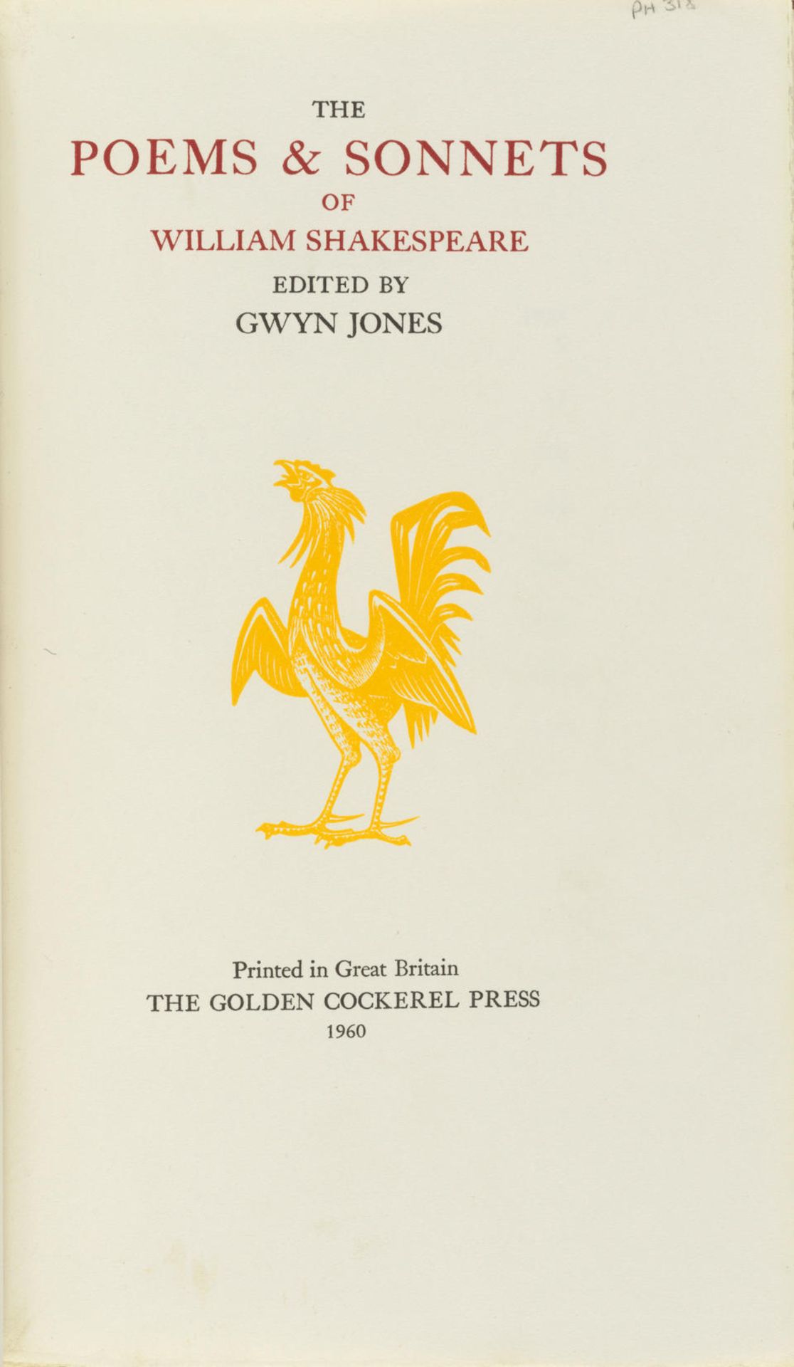GOLDEN COCKEREL PRESS. SHAKESPEARE, WILLIAM. 1564-1616; and JOHN BUCKLAND WRIGHT, Illustrator. T...