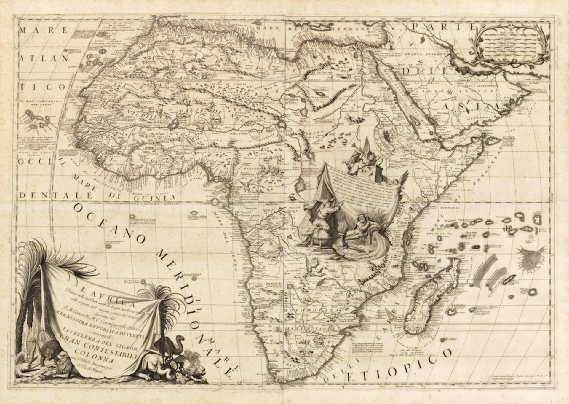 CORONELLI, VINCENZO MARIA. 1650-1718. L' Africa divisa nelle sue parti secondo le piu moderne re...