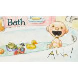 A DAVID SHANNON ILLUSTRATION FROM OOPS! SHANNON, DAVID. B.1959. 'Bath / Ahh!' Graphite and acry...