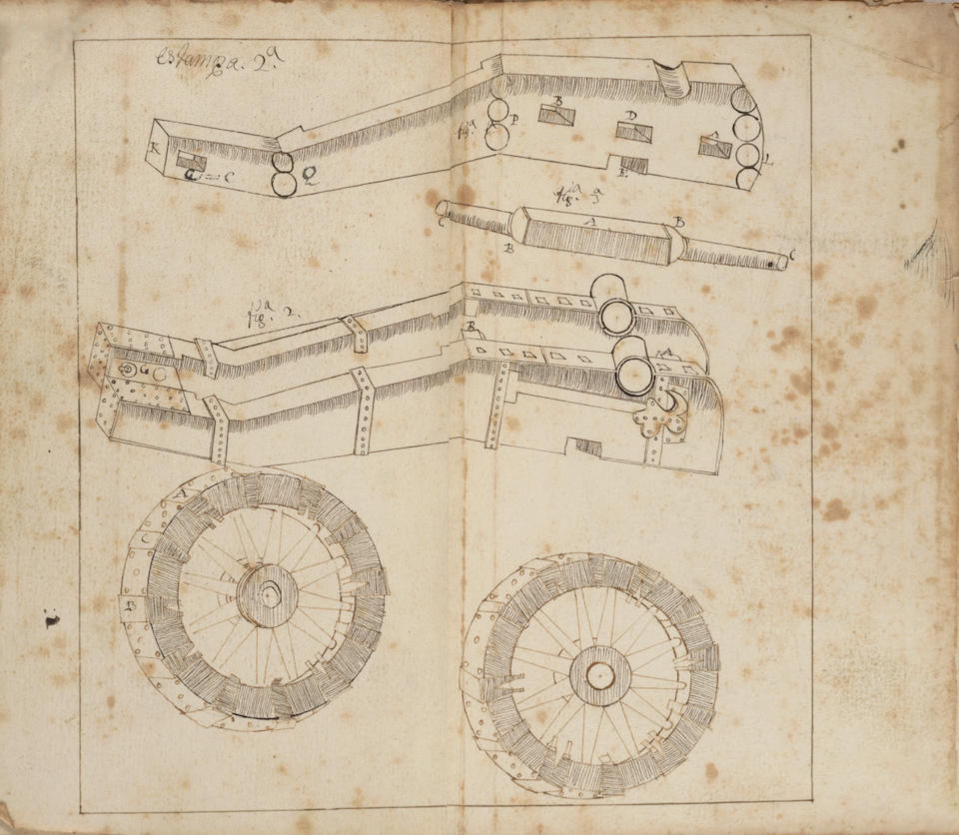 EARLY 17TH-CENTURY ILLUSTRATED MANUSCRIPT ON ARTLLERY. Tratado de artilleria (Treatise on artill...