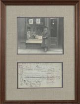 GREY, ZANE. 1872-1939. Bank Draft Signed, in the amount of $2,500 drawn on the Bank of Australasia,