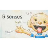 A DAVID SHANNON ILLUSTRATION OF THE FIVE SENSES FROM DAVID SMELLS! SHANNON, DAVID. B.1959. '5 se...