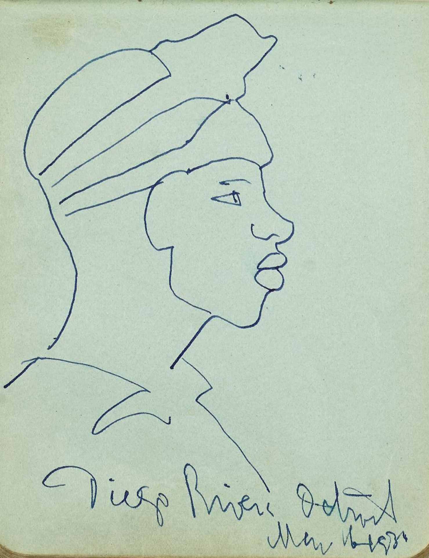 DIEGO RIVERA AND FRIDA KAHLO SKETCHES IN AUTOGRAPH BOOKS. Two autograph books containing 4 line ... - Image 4 of 6