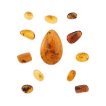 A GROUP OF AMBER CABOCHONS