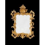 A small Italian 19th century Rococo revival giltwood mirror