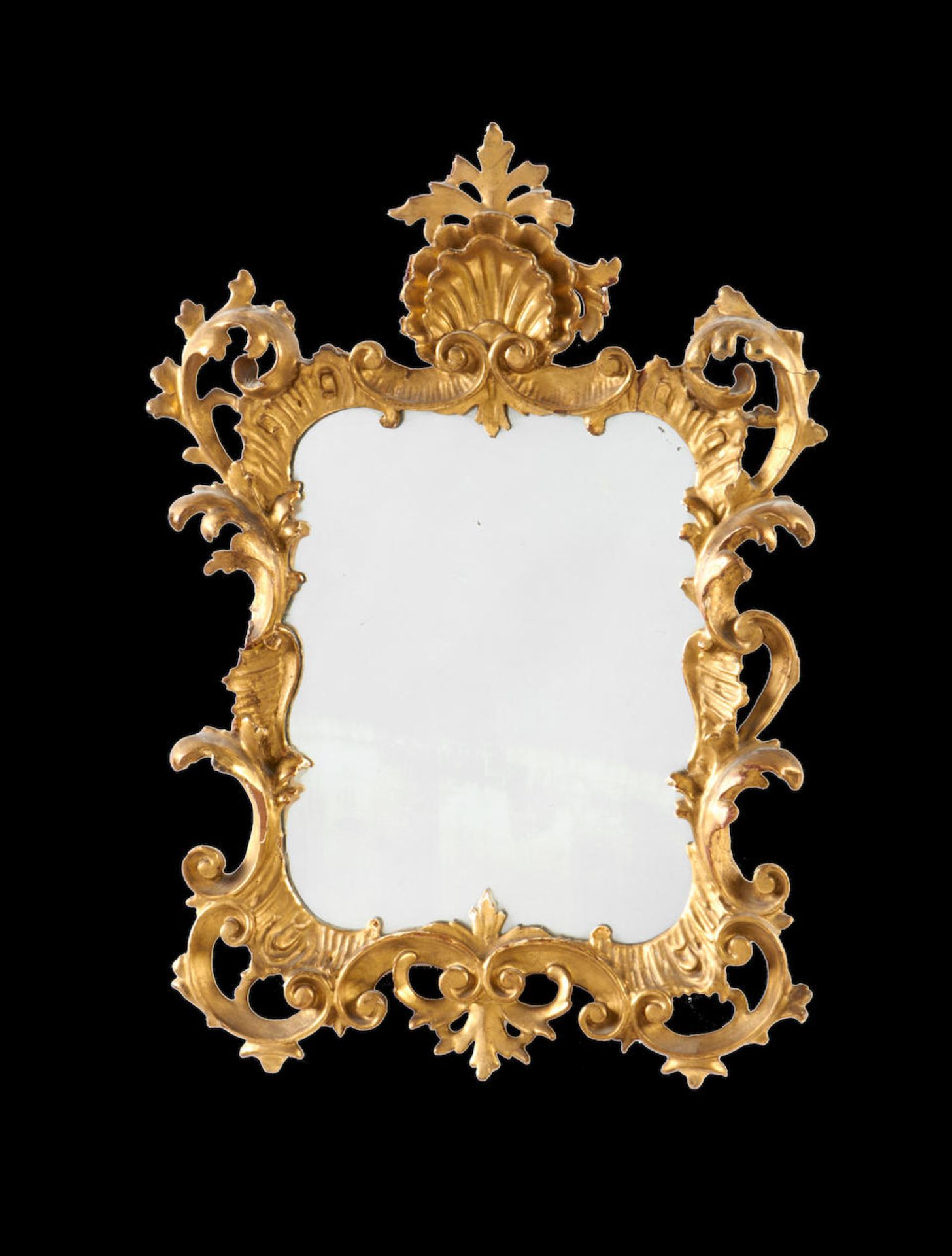 A small Italian 19th century Rococo revival giltwood mirror