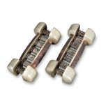 A pair of plated spring grip dumbells