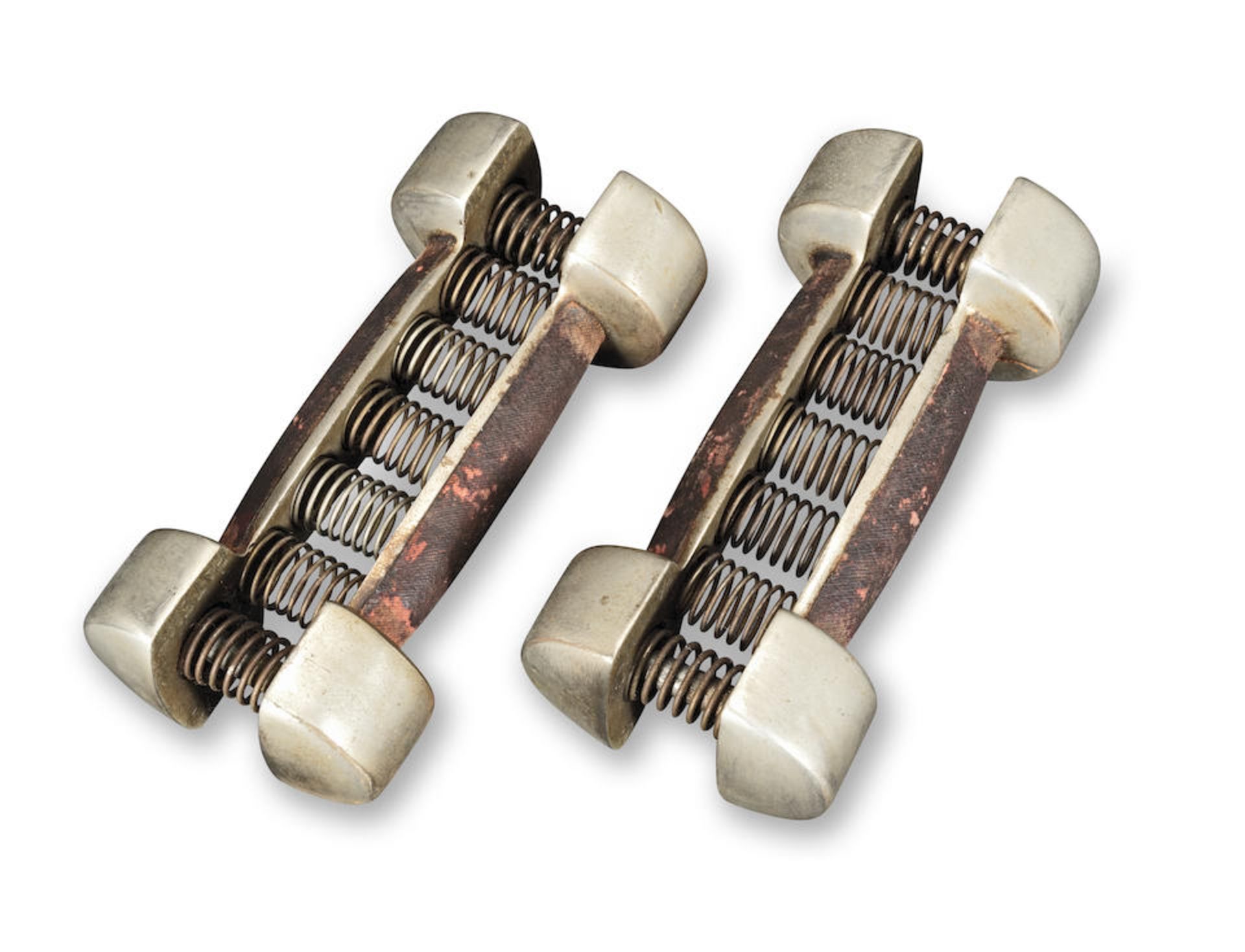 A pair of plated spring grip dumbells