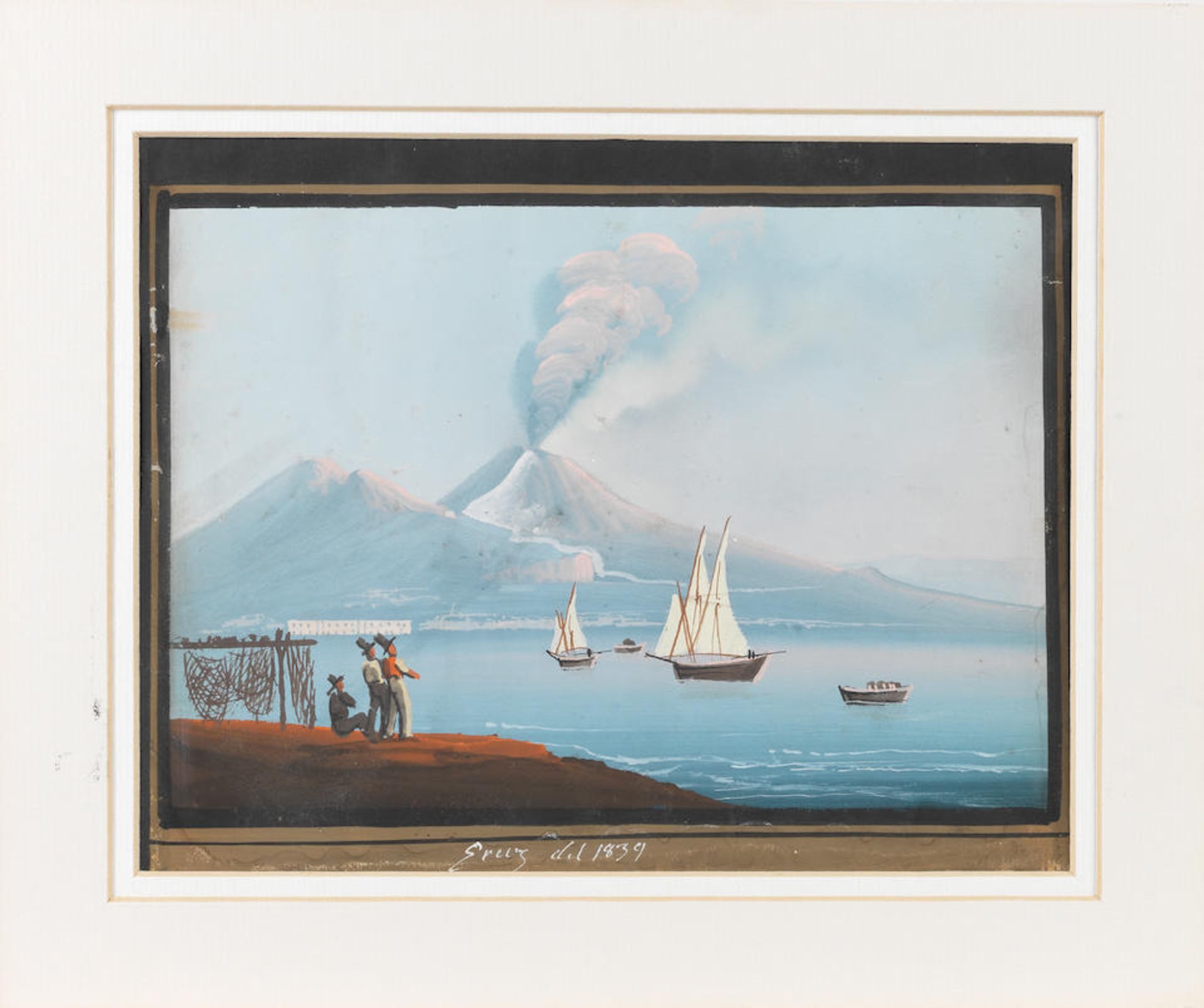 Neapolitan School, 19th Century Views of Vesuvius erupting 18.6 x 25.3cm (7 5/16 x 9 15/16in) an... - Bild 2 aus 7