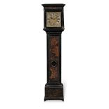 An early 18th century and later japanned and painted longcase clock with associated dial and mo...