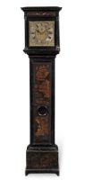 An early 18th century and later japanned and painted longcase clock with associated dial and mo...