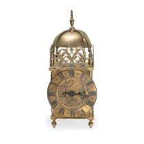 A 19th century brass lantern clock in the 17th century style