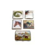 A GROUP OF FIVE EQUINE CASES, THREE SILVER