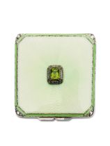 GUILLOUCHE ENAMEL AND GEM-SET COMPACT