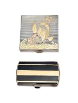 TWO STERLING SILVER AND GOLD CIGARETTE CASES (2)