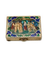 AN ENAMEL AND SILVER GILT BOX