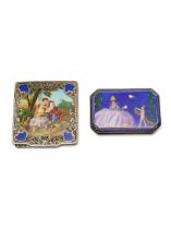 TWO ENAMEL AND SILVER CASES (2)