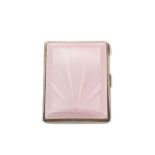 A PINK GUILLOCHE ENAMEL AND STERLING SILVER CIGARETTE CASE