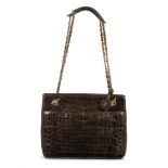 Karl Lagerfeld for Chanel: a Shiny Brown Crocodile Small Shoulder Tote Late 1980s (includes dust...