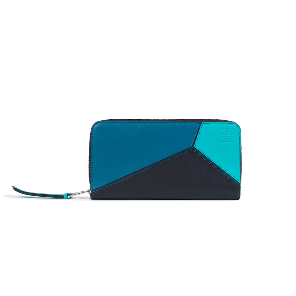 Loewe: a Blue Puzzle Zipped Wallet (includes dust bag and box)
