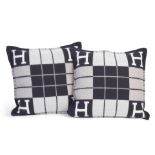 Hermès: Two Écru and Noir Avalon III Pillows 2024 (includes dust bags)