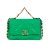 Virginie Viard for Chanel: a Bright Green Lambskin 19 Bag Spring 2020 (includes serial sticker a...