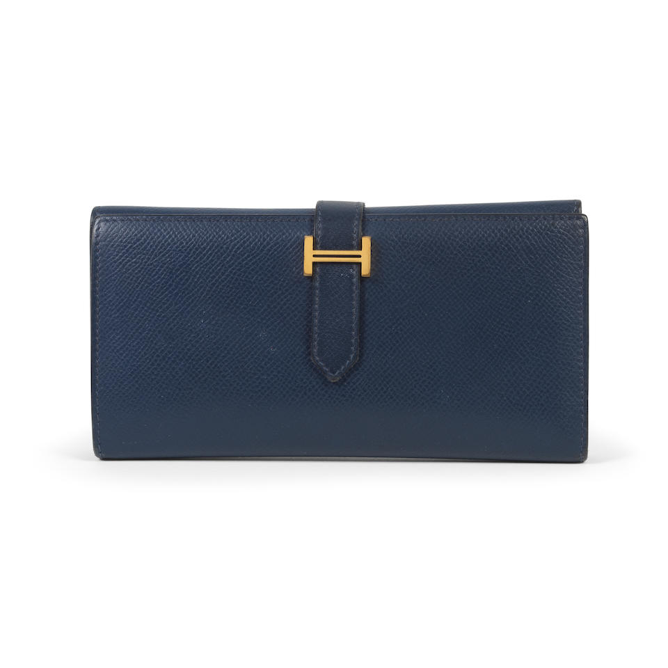 Hermès: a Bleu de Prusse Epsom Leather Tri-fold Bearn Wallet 2010