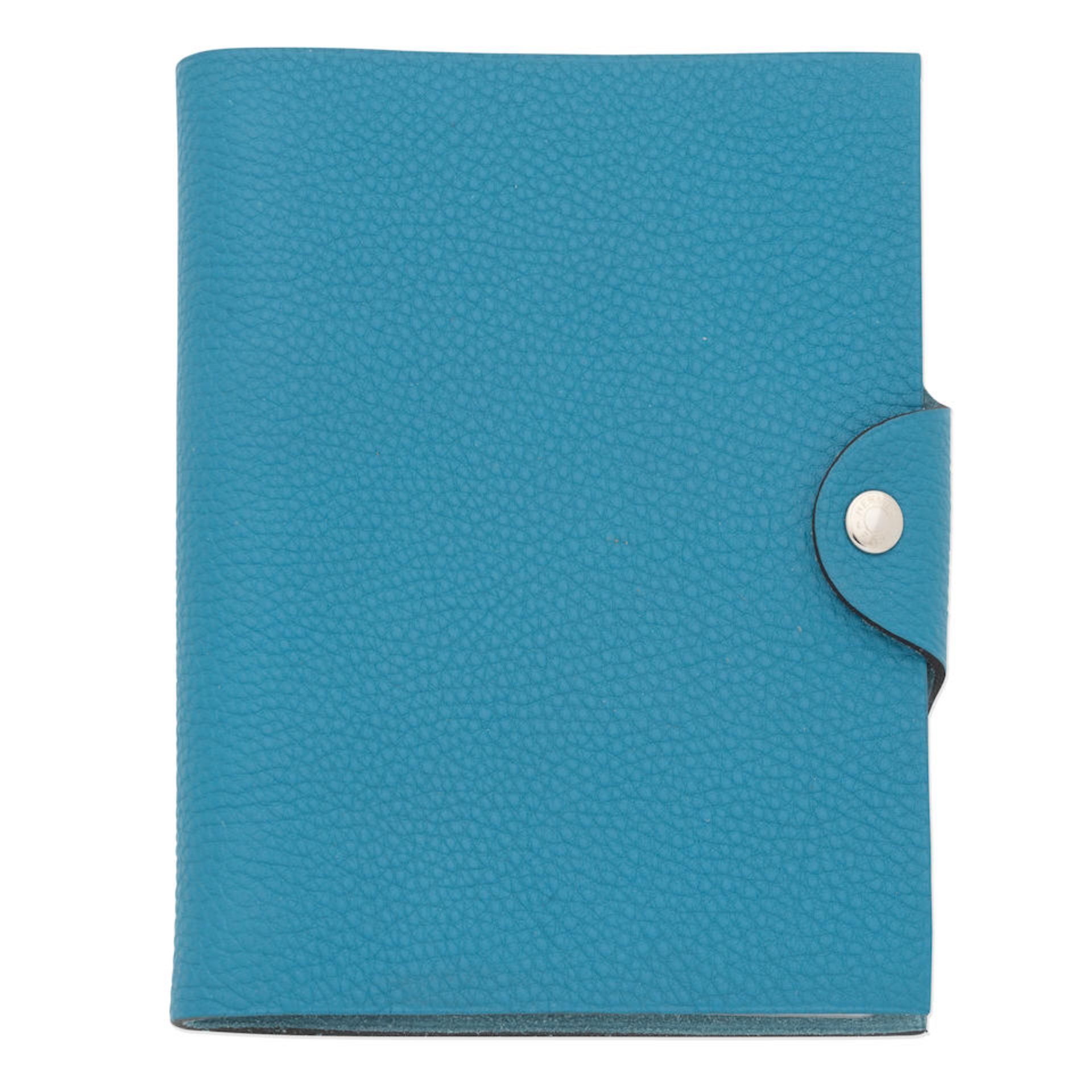 Hermès: a Bleu Jean Togo Leather Ulysse Agenda Cover (includes box)