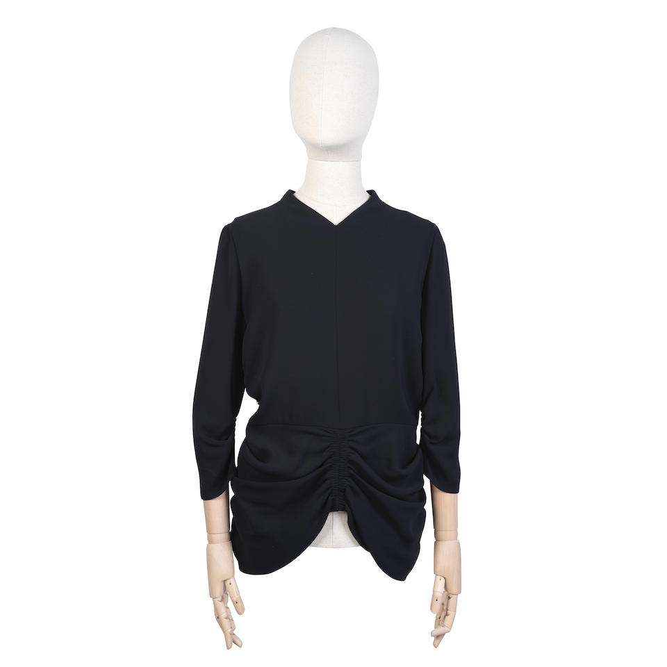 Christian Dior: a Black Ruched Silk Top