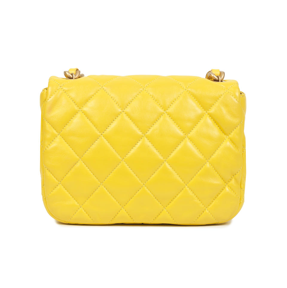 Virginie Viard for Chanel: a Yellow Quilted Lambskin Mini Flap Bag Spring/Summer 2022 - Image 3 of 3