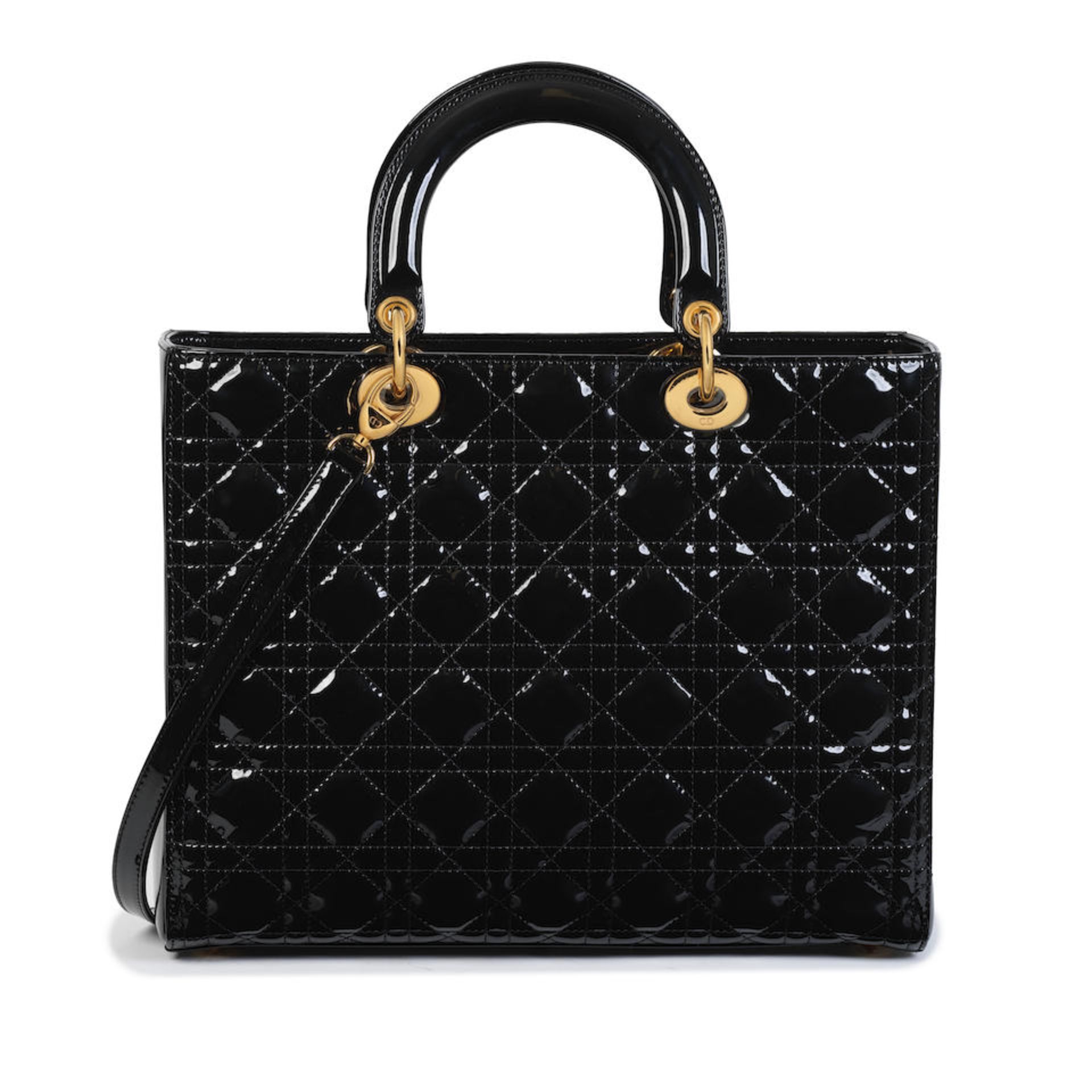 Christian Dior: a Black Patent Leather Large Lady Dior 2011 (includes shoulder strap, authentici... - Bild 2 aus 3