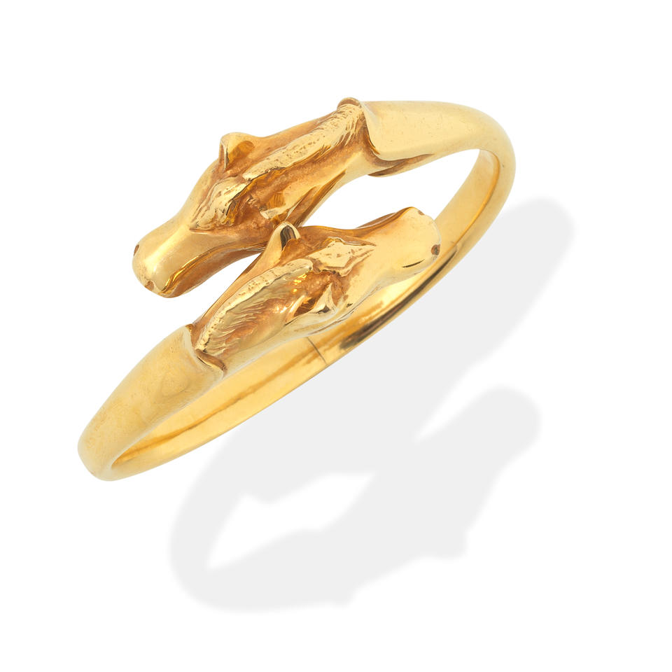 Hermès: a Gilt Double Horse Head Bangle Late 1970/Early 1980s - Image 2 of 2