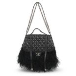 Karl Lagerfeld for Chanel: a Black Quilted Calfskin and Mongolian Lamb Fur Saddle Bag Paris-Dall...