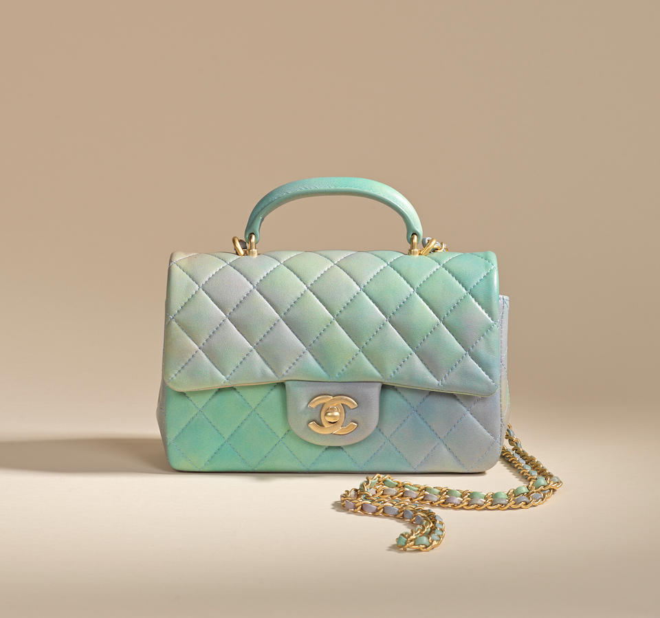 Virginie Viard for Chanel: a Green Ombre Lambskin Mini Top Handle Shoulder Bag Spring/Summer 202... - Image 3 of 3