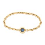Christian Dior: a Gold and Sapphire Soft Chain Ring (includes box)