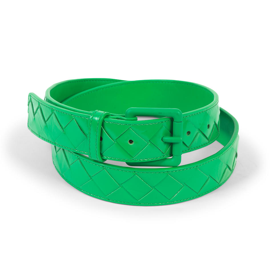 Bottega Veneta: a Parakeet Green Patent Leather Belt (includes dust bag)