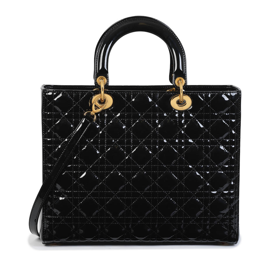Christian Dior: a Black Patent Leather Large Lady Dior 2011 (includes shoulder strap, authentici... - Image 3 of 3
