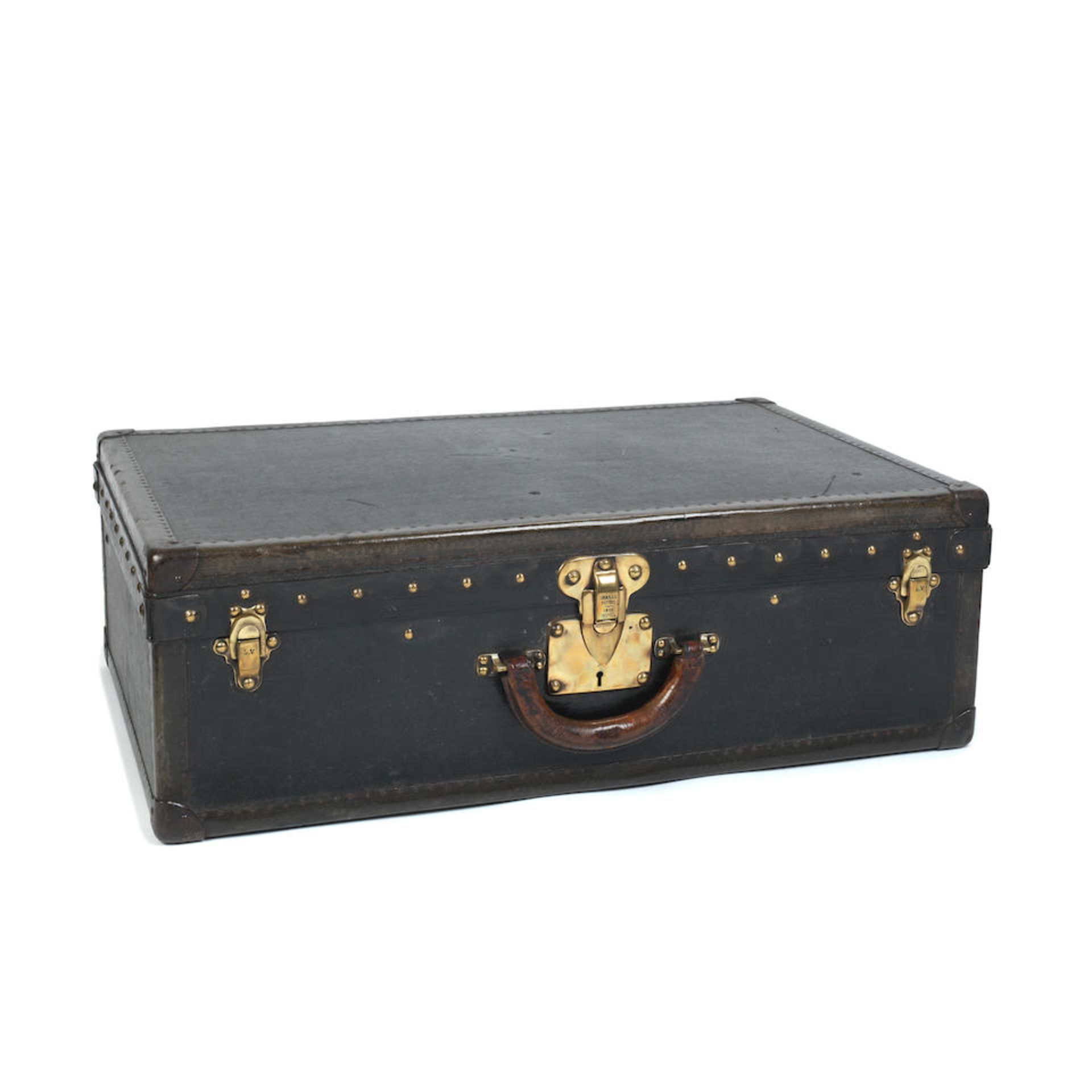 Louis Vuitton: a Black Vuittonite Alzer 65 Suitcase 1920s - Image 2 of 5