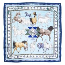 Hermès: a 'Les Chevaux Qataris' Silk Scarf c.2008