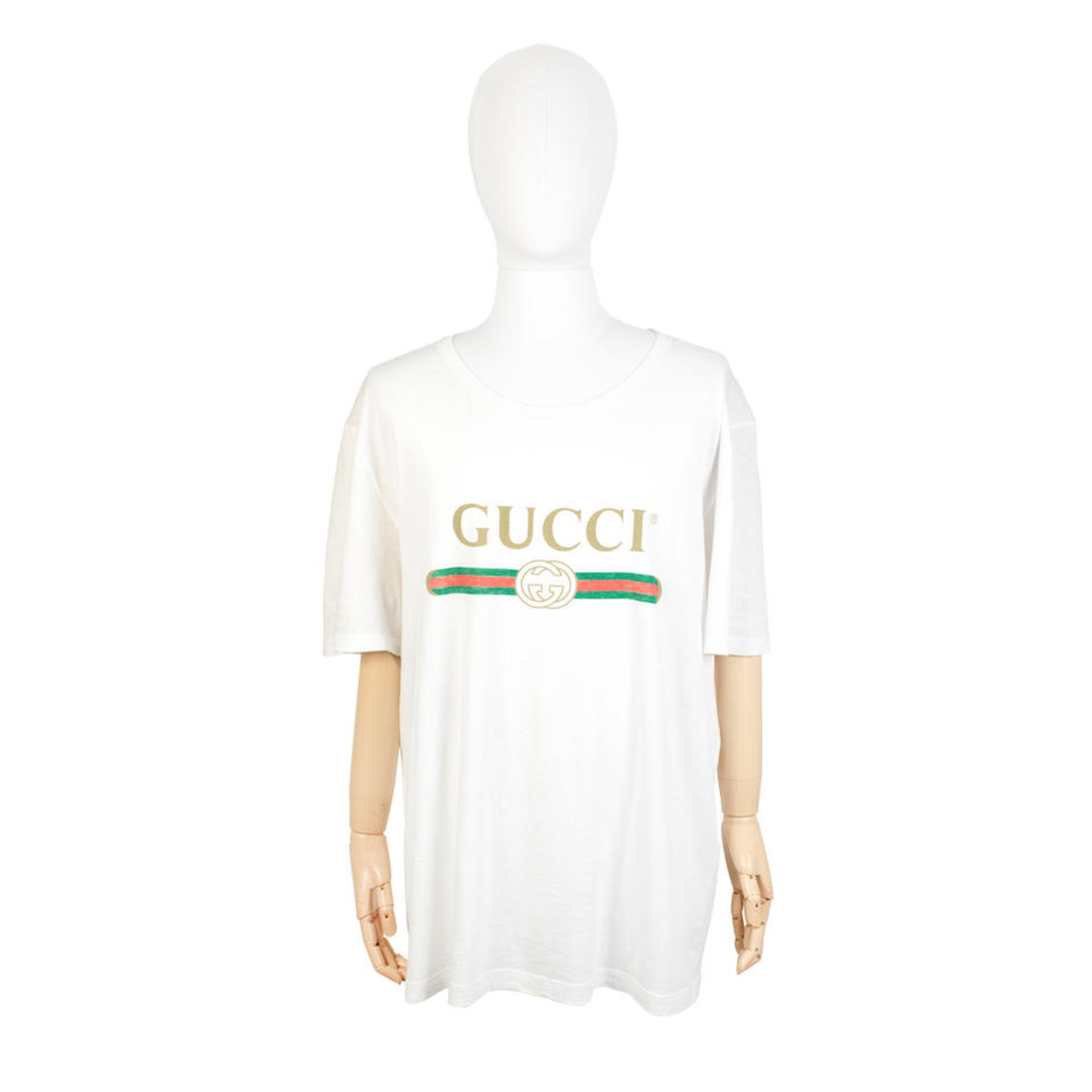 Gucci: a Men's Oversized White Cotton Logo Print T-shirt